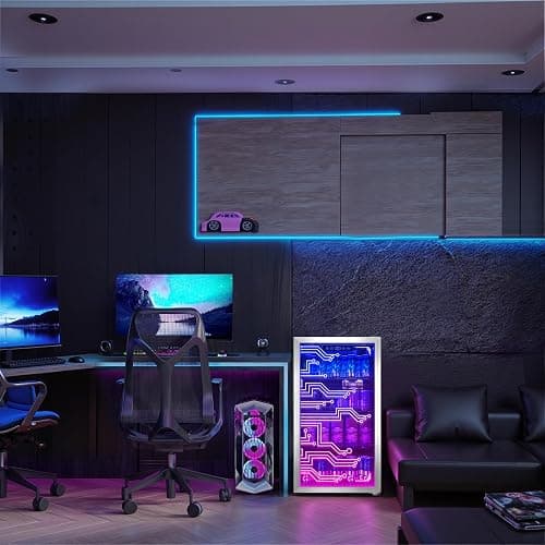 Manastin Gaming Light Up Beverage Refrigertor, Led Lighting Door 120 Cans Freestanding Beverage Fridge, Cyberpunk Beverage Cooler for Gaming, Gaming Room, Bar, Party (Lighting) thumbnail 2