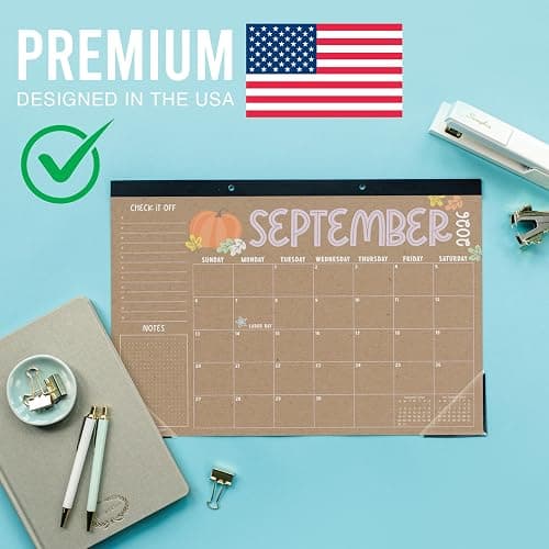 Hadley Designs Large Desk Calendar 2026-2027 - Desktop Calendar 2026, 18 -Month Desk Calendars for Home, Office & Classroom, Cute Kraft Classroom Decor Teacher Must Haves, January 2026 to June 2027 thumbnail 4