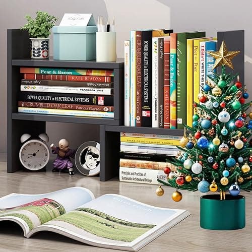 ShellKingdom Desk Shelf Organizer, Desktop Shelves, Adjustable Desktop Corner Shelf, Bookshelf Storage Rack and Cubicle Decor for Desk, Tabletop, School, Office, Dorm Desk Organizer - Black thumbnail 2
