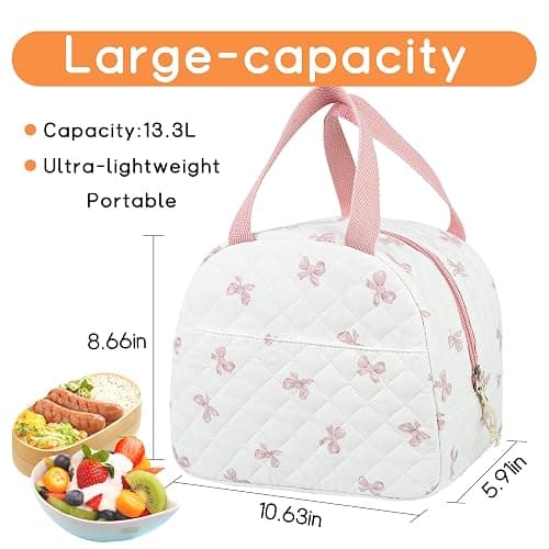 GISMTR Lunch Bag for Women Insulated Lunch Box Cute Quilted Lunch Tote Bags Reusable Large Capacity Cooler Bag for Travel Work Picnic thumbnail 3