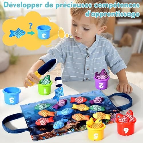 Yitical Jouet Bebe 1 an, Montessori Pêche a la Ligne Jeux pour Enfant 1 2 Ans, Educatif Jouet Bébé, Cadeau pour Fille Garcon 1-3 Ans 6 12 18 Mois thumbnail 4