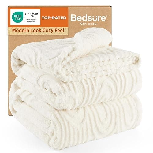 Bedsure GentleSoft Fleece Blanket Queen Size for Bed - Super Soft & Cozy, Fluffy Blankets for Women & Girls, Ideal for Sofa & Couch, Cream, 90x90 Inches - Image 1