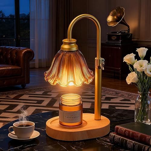 WYghyronic Candle Warmer Lamp with Timer & Dimmable 4-Level Brightness - Adjustable Height,for New Home Bedroom, Gifts for Women(Brown2) - Image 1