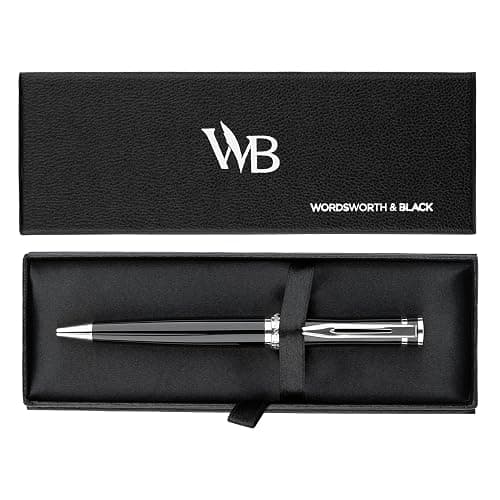 Wordsworth & Black Luxury Refillable Ballpoint Pen Set for Writing, Black | Ball Point Gift for Men & Women, Lacquer Barrel, Fine Point, Executive, Smooth Ink, Case + Refill Included - Image 1