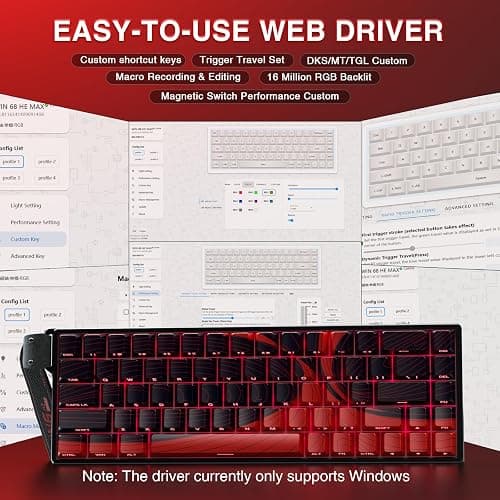 AULA WIN68 HE MAX - Hall Effect Gaming Keyboard with Magnetic Switch, Adjustable Actuation Fast Trigger Mode, 8KHz Polling Rate, RGB Backlit Wired Mechanical Gaming Keyboard 60 Percent Compact Design thumbnail 5