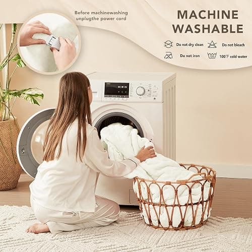 Homemate Heated Blanket Electric Throw - 50"x60" Heating Blanket Throw 1/2/4/6/8 Hours Auto-Off 10 Heat Level Over-Heat Protection Flannel Sherpa ETL Certification thumbnail 7