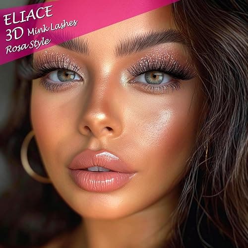 Eliace False Eyelashes Natural look Cat Eye Lashes Wispy Strips 3D Mink Lashes 13MM,15 Pairs Fake Eyelashes Faux Fluffy, Winged Fox Eyelashes, Soft Thin Band Comfortable Reusable False Lash Rosa Style thumbnail 2