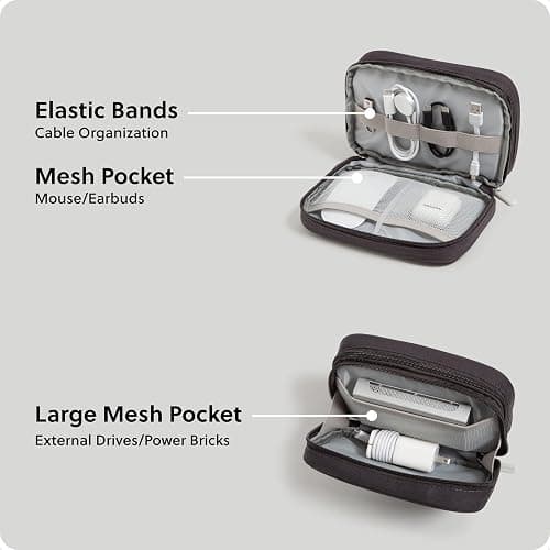 U Brands Dual Zip Canvas Tech Organizer Pouch, 7.8" x 5" Cord Organizer, Computer Accessories, Travel Essentials, Travel Gifts for Men Who Have Everything, Electronics, Slate Gray thumbnail 4