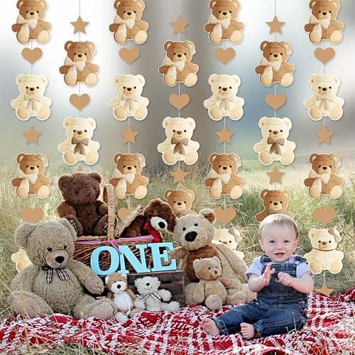 Brown Bear Birthday Party Decorations 8PCS Teddy Bear Garland banner Bear Baby Shower Supplies Bearly Wait Gender Reveal Hanging Cutout Garlands for Birthday Wedding Party Decor thumbnail 2