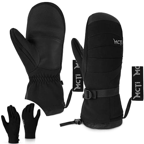 MCTi 2 in 1 Winter Ski Gloves for Men, Waterproof Snowboard Gloves, Thick Ski Mittens & Fleece Glove Liners, 2 Pairs - Image 1