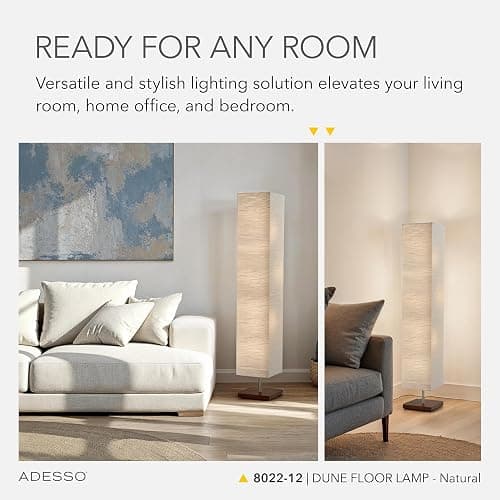 Adesso Three Light Floor Lamp – Natural Wood Base & Adjustable Brightness – Perfect Lighting for Bedroom, Living Room and Corner Decor, Beige thumbnail 4