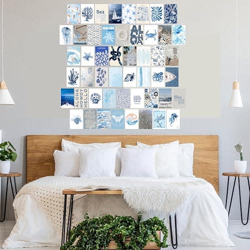 Beach Coastal Surf Wall Art - 4x6 Inches Set of 50 UNFRAMED Collage Posters & Prints - Blue Retro Beach Wall Decor - Summer Cowgirl Nautical Beachy Room Decor - Ocean Surfboard Granddaughter Room Wall Decor thumbnail 8
