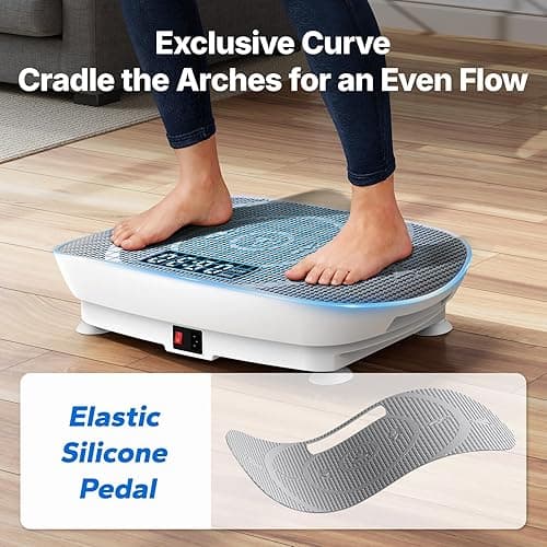 MERACH Vibration Plate Exercise Machine, Curved Vibration Plate for Lymphatic Drainage Weight Loss, Vibrating Plate with Real-Time Calorie Tracking on LED Display, Workout Equipment for Home Women Men thumbnail 3