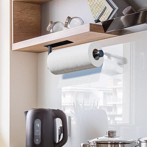 DEKAVA Paper Towel Holder Under Cabinet Wall Mount for Kitchen Paper Towel, Self-Adhesive Paper Towel Bar, Paper Towel Rack, SUS304 Stainless Steel 13 inch (Black R, 1) thumbnail 4
