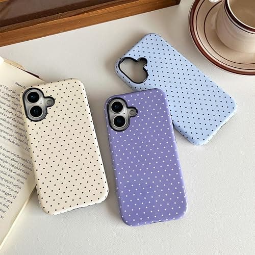 Sayoaho Compatible with iPhone 17 Case, Fashion Cute Polka Dot Pattern Aesthetic Design for Women, Soft TPU and Hard Back Shockproof Phone Case for iPhone 17 6.3 inch, Blue thumbnail 2