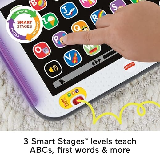 Fisher-Price Toddler Learning Toy Laugh & Learn Smart Stages Tablet Pretend Computer with Music & Lights for Kids Ages 1+ Years thumbnail 3