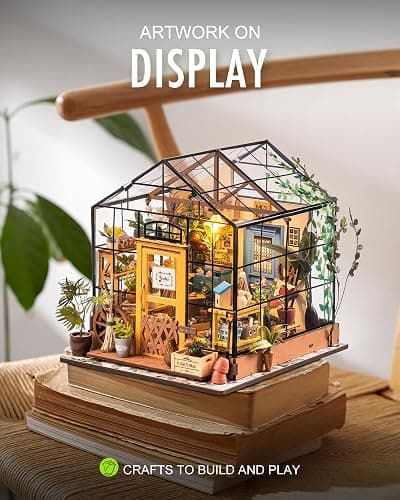 Rolife DIY Miniature Greenhouse Kit, Tiny/Mini House Making Kit with Furniture for Adults, Furniture, Halloween/Christmas Decorations, Gifts for Family and Friends (Cathy's Greenhouse) thumbnail 4