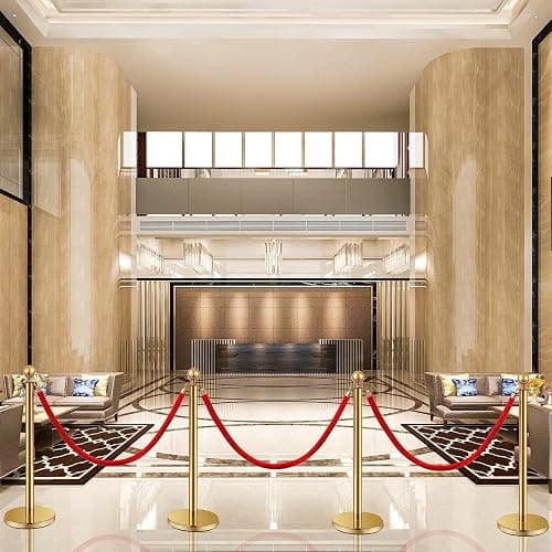 Ferraycle 6 Pcs 2026 Wedding Stanchions and Velvet Ropes Set, Gold | Stainless Steel Pole 5 ft Velvet Rope Crowd Control Barriers Opening Movie Party Red Carpet 360 Photo Booth Accessories thumbnail 6