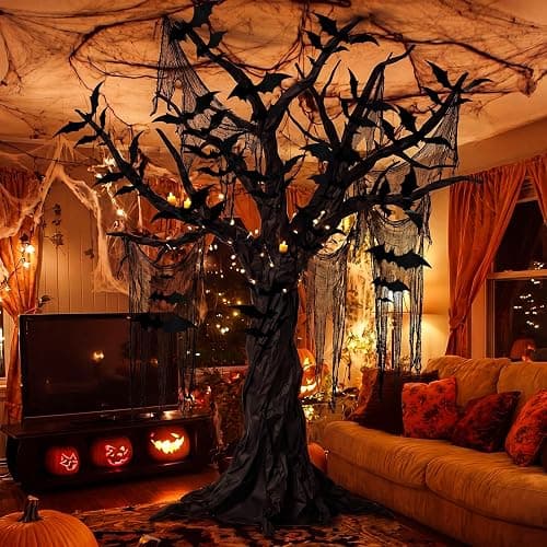 Blueweenly 152 Pcs DIY Halloween Tree Decoration Kit with 124 Pcs 3D Bats 5 Spider Web 2 Kraft Paper Rolls 20 Hooks Spooky Wall Decor Set for Indoor Party Haunted House Decorations thumbnail 7