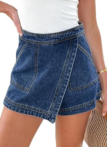 Sidefeel Skorts Skirts for Women Denim Mini Skirt Casual Summer High Waisted Jean Shorts Stretchy - Image 1