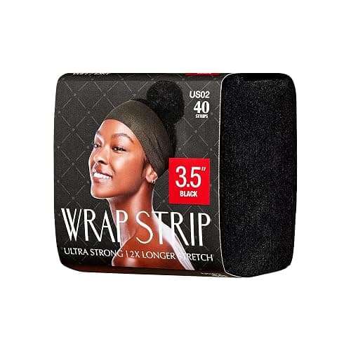 Red by Kiss Hair Wrapping Strip, Ultra Strong 2X Longer Stretch, 40 Strips, Suitable for Wet/Dry Hair, White, Styling Paper for Sleek Hairstyles (3.5", Black, 6 PACK) thumbnail 2