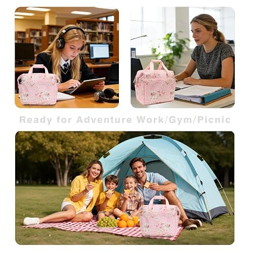 JINYIBAGS Insulated Lunch Bag for Women - Reusable Thermal Tote with 3-Layer Insulation, Leakproof & Easy to Clean - Lunch Box for Office, Gym, Picnic (Pink) thumbnail 6