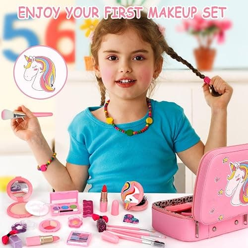 Kids Makeup Kit for Girl, Washable Make Up Set Girl Toys, Real Girls Makeup Kit, Princess Children Toddler Make Up Set with Cosmetic Case Christmas Birthday Gift for Girls Age 4 5 6 7 8 Year Old thumbnail 2