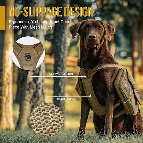 ONETIGRIS Dog Hiking Backpack, Dog Pack for Medium Large Dogs, HOPPY CAMPER 3.0 Dogs Saddle Bag Harness Outdoor Hiking (M, Brown) thumbnail 3