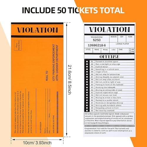 Gersoniel 50 Pieces Fake Parking Tickets Double Side Joke Violation Pranks for Adults Funny Prank Kit Stuff Prank Kit Funny Joke Gag Car Citations for Adult Police Multiple Sections Printing thumbnail 3