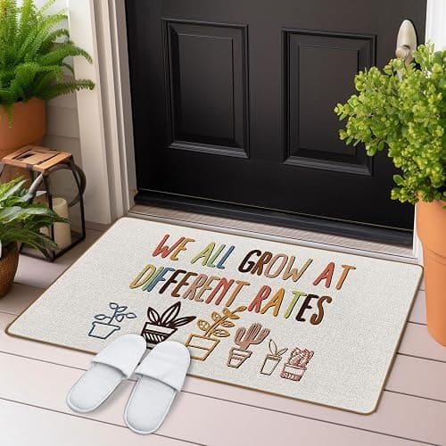 WTOGQ Plant Classroom Door Mat, Boho Classroom Welcome Mat, We All Grow at Different Rates Front Door Mats Indoor Outside Entrance, Insp Rational SPED Class Room Decor Doormats 17x29 Inch thumbnail 2