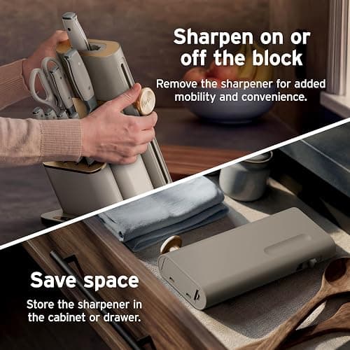 Ninja NeverDull® 10-Piece Premium German Stainless Steel Knife Set, Space-Saving Removeable Sharpener, 10-Year Guarantee, Razor Sharp Knives, NeverDull Technology, NK32010SD1, Stone thumbnail 4
