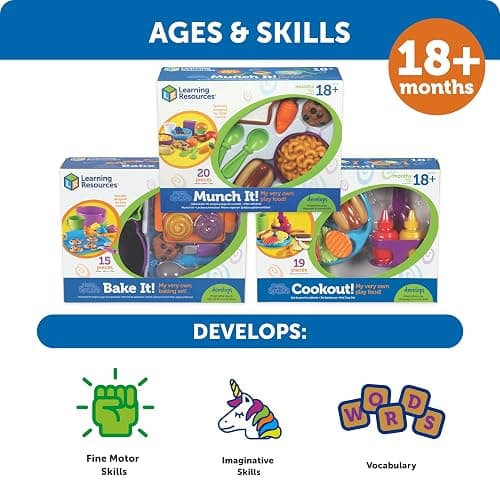 Learning Resources New Sprouts Munch It Food Set - Play Kitchen Accessories, Pretend Toys, Pretend Play Food Toys, Kids Kitchen Set, Grocery Playset, Toddler Learning Toys, Montessori Cooking thumbnail 5