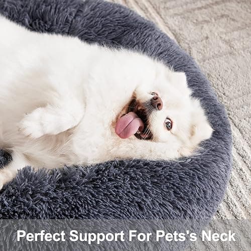 MIXJOY Orthopedic Dog Bed Comfortable Donut Cuddler Round Pet Beds Ultra Soft Washable Dog and Cat Cushion Bed (20''/23''/30'') (30'', Grey-Blue) thumbnail 5