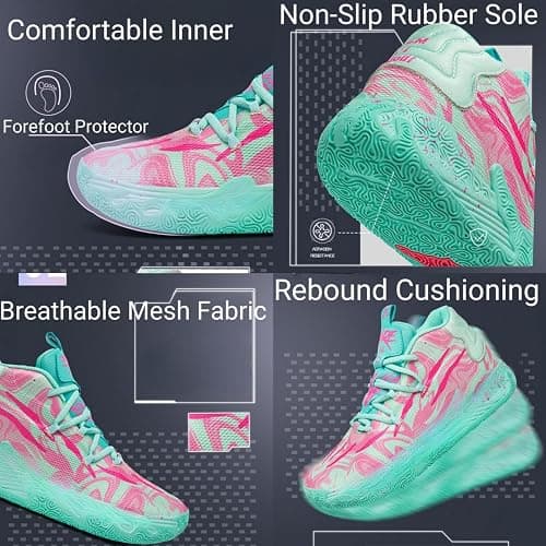 FOTN Womens Multicolour Lace Up Fashion Sneaker High-Top Casual Breathable Sports Athletic Walking Running Basketball Shoes thumbnail 4