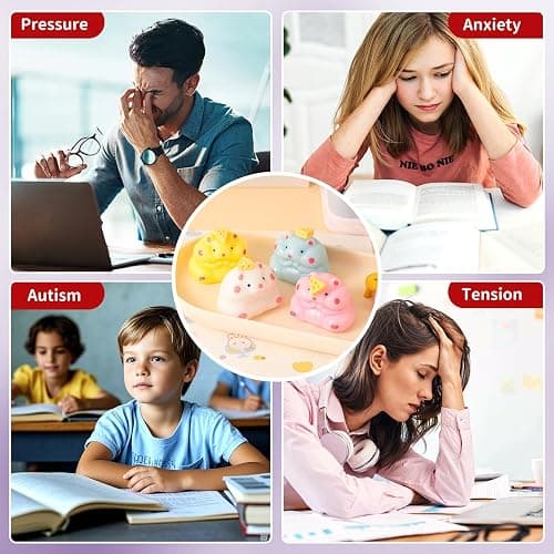 4Pcs Taba Hamster Squishy Stress Relief Toys, Cute Kawaii Animal Fidget Toys with Cheese Accessory, Handmade Sensory Squishies for Anxiety Relief, Kids & Adults, Classroom Prizes, Party Favors, Gifts thumbnail 4