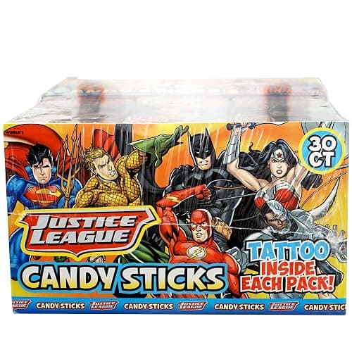 Justice League Superhero Candy Sticks & Tattoo Inside Each Pack, 30 Pack thumbnail 4