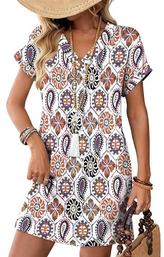 WIHOLL Dresses for Women 2026 Casual Summer Tshirt Dress Wedding Guest Dresses Short Sleeve Fashion Beach Vacation Clothes - Image 1