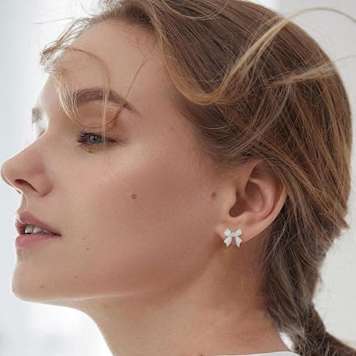 KASFREE Plastic Post Earrings for Sensitive Ears White Plastic Stud Earrings with Plastic Posts Hypoallergenic Plastic Earrings for Women thumbnail 6