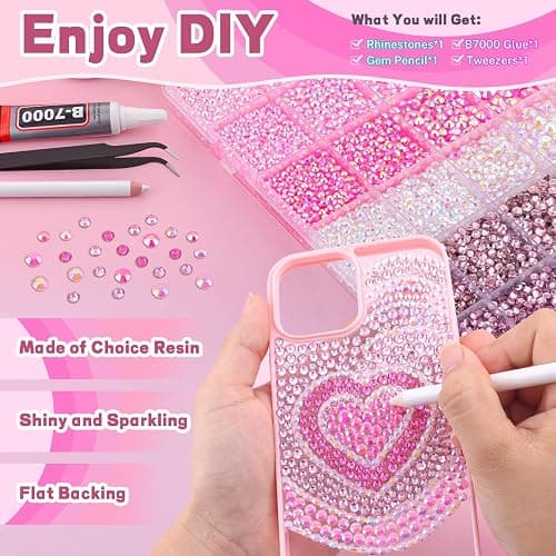 20000Pcs Pink Rhinestones for Bedazzling with B7000 Jewelry Glue, Resin Rhinestones for Crafting Crafts DIY, Bedazzler Kit Gems for Clothing Shoes Tumblers Fabric Nail Art Assorted Size 3/4/5/6mm thumbnail 3