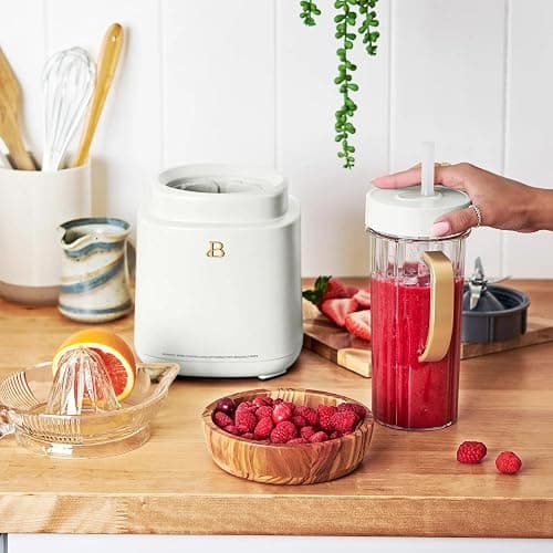Beautiful PowerExact Blender System with 700W Motor, 50oz Tritan Jar, 20oz Single-Serve Cup, No Drippy Sippy™ Lid, 3 Speeds & 4 Pre-sets by Drew Barrymore (White Icing) thumbnail 4