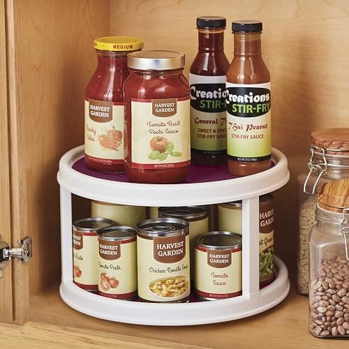 Copco Non-Skid 2 Tier Pantry Cabinet Lazy Susan Turntable, 12-Inch, White/Purple thumbnail 6