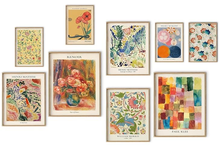 Colorful Eclectic Wall Art Poster Prints,Set of 9 Abstract Wall Decor for Dorm Bedroom,Trendy Aesthetic Pictures for Teens Boys Girls, Maximalist Posters Wall Decorations - Image 1