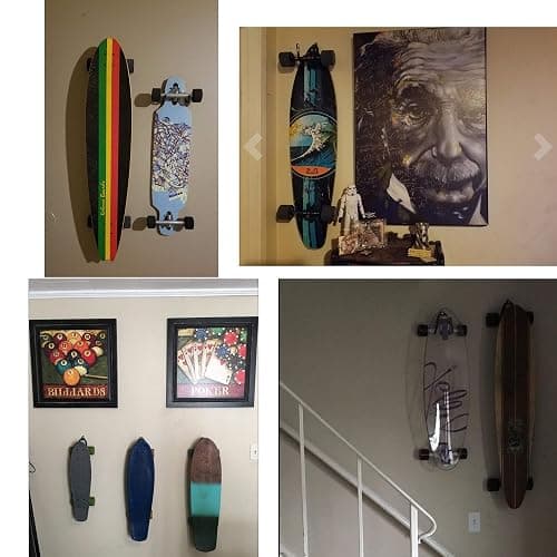 YYST Skateboard Wall Mount Skateboard Wall Hanger Storage Rack Flexible Hanger - Fit Cruiser Boards, Skateboards, Penny Boards, Longboards,etc- W Style - No Board -2/PK thumbnail 5
