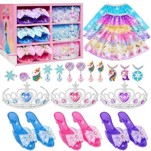 Princess Dress Up for Girls, Dress Up Clothes for Girl with Princess Shoes, Toddler Girls Boutique, Pretend Play Gifts for Little Girl Aged 3-6 Years Old - Image 1