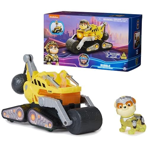 Paw Patrol: The Mighty Movie, Construction Toy Truck with Rubble Mighty Pups Action Figure, Lights and Sounds, Kids Toys for Boys & Girls 3+ - Image 1