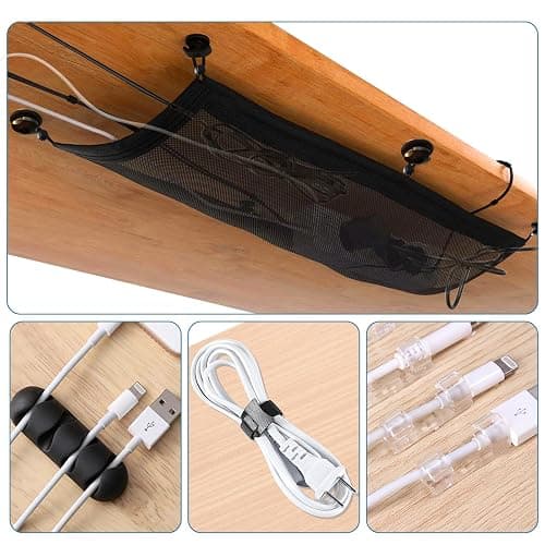 Cevicant Cable Management Mesh Under Desk Kit, Privacy Net, 36PCS Table Flexible Wire Organizer, Extra Large Capacity Kit Desk, 27 x 10 Inches thumbnail 7