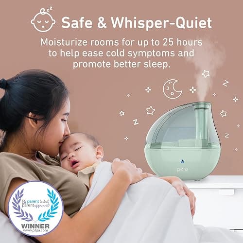 Pure Enrichment PureBaby Ultrasonic Cool Mist Humidifier & Soft Glow Night Light, Whisper-Quiet and Ideal for Baby Nurseries & Kids Bedrooms to Relieve Congestion, Colds, & Coughs (Whisper Green) thumbnail 3