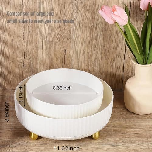 Anyoifax Makeup Perfume Organizer Tray 360 Degree Rotating Lazy Susan Skincare Lotion Organizer Spinning Cosmetics Storage for Dresser, Vanity, Bathroom Countertop, Small Ivory White thumbnail 6