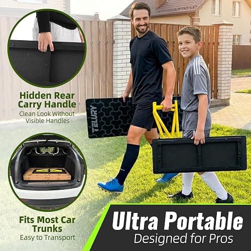 TELURY 4-Angle Soccer Rebounder Board, Portable Soccer Rebound Wall for Passing, First Touch & Shooting Training, Heavy Duty HDPE Kick Back Trainer thumbnail 6