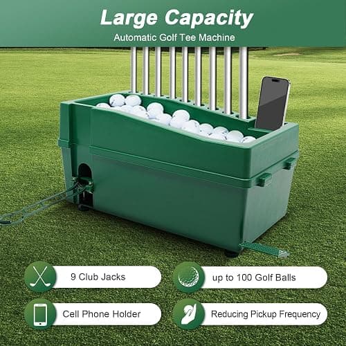 Ab Automatic Golf Tee Machine, 100 Balls Golf Ball Dispenser Golfs Practicing Training Pitching Machine Portable Required Practice Hitting Aid with Foot Pedal for Driving Ranges Sports Gaming Clubs thumbnail 3